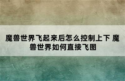 魔兽世界飞起来后怎么控制上下 魔兽世界如何直接飞图